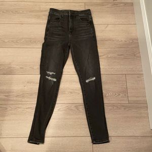 american eagle black jeans with holes in the knees